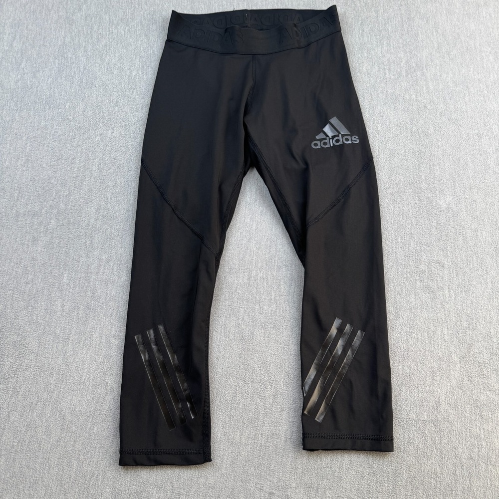 Adidas Leggings Women Medium Black Alphaskin Climalite Crop 22" Athletic Gym Run